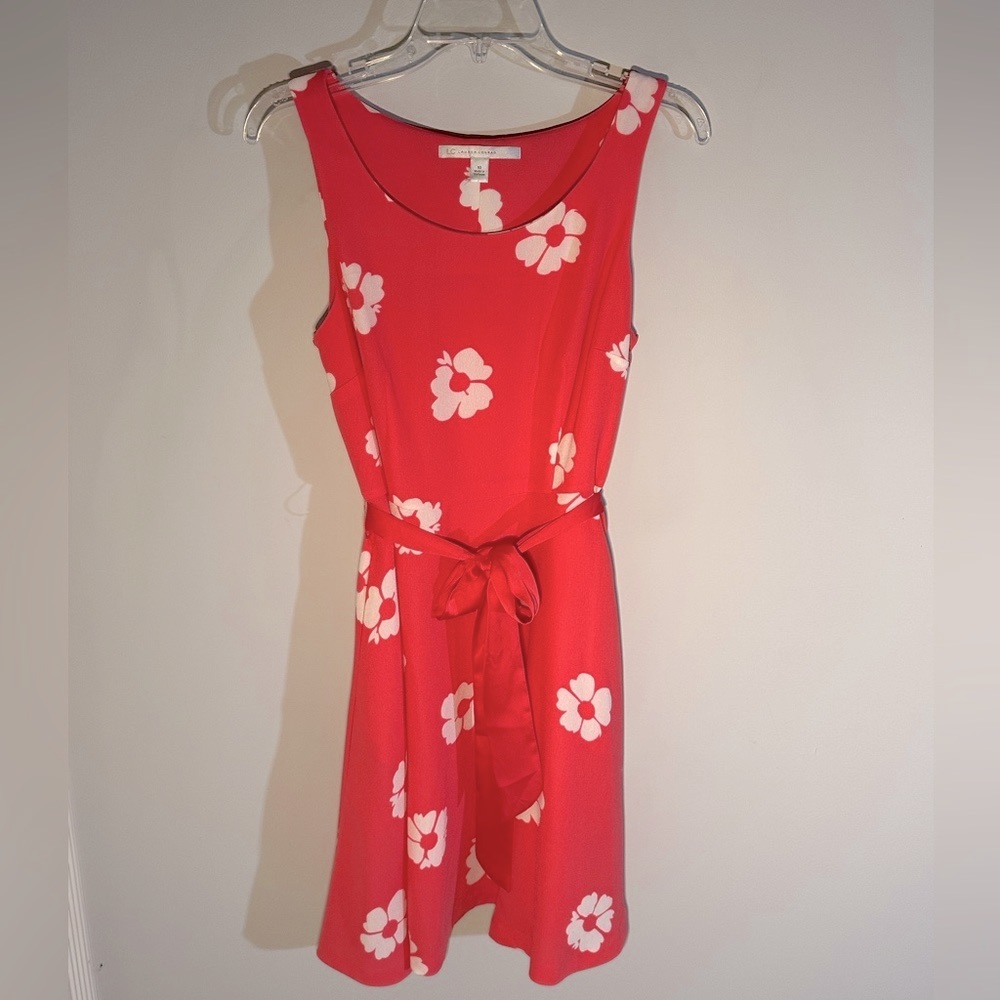 LAUREN CONRAD SLEEVELESS CORAL FLORAL DRESS